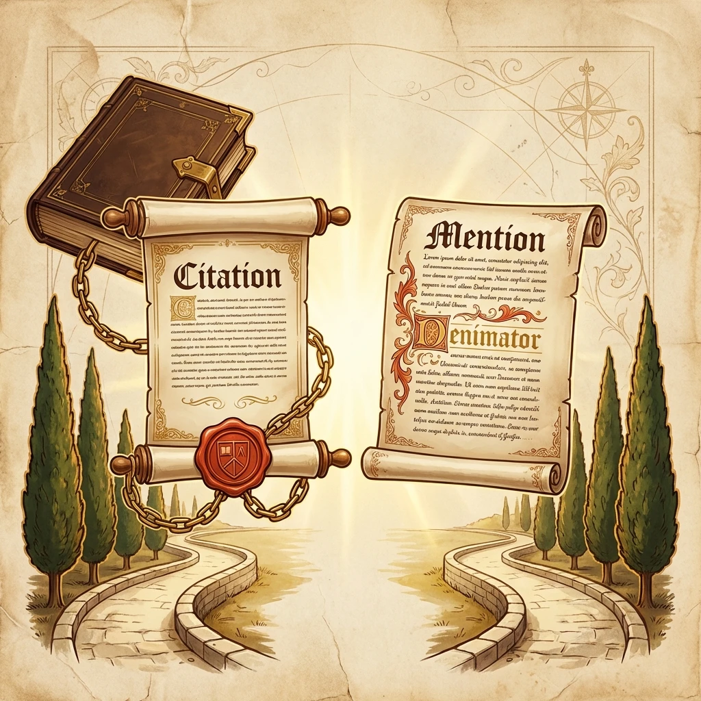 AI citations vs mentions visualization showing linked citations and unlinked brand mentions