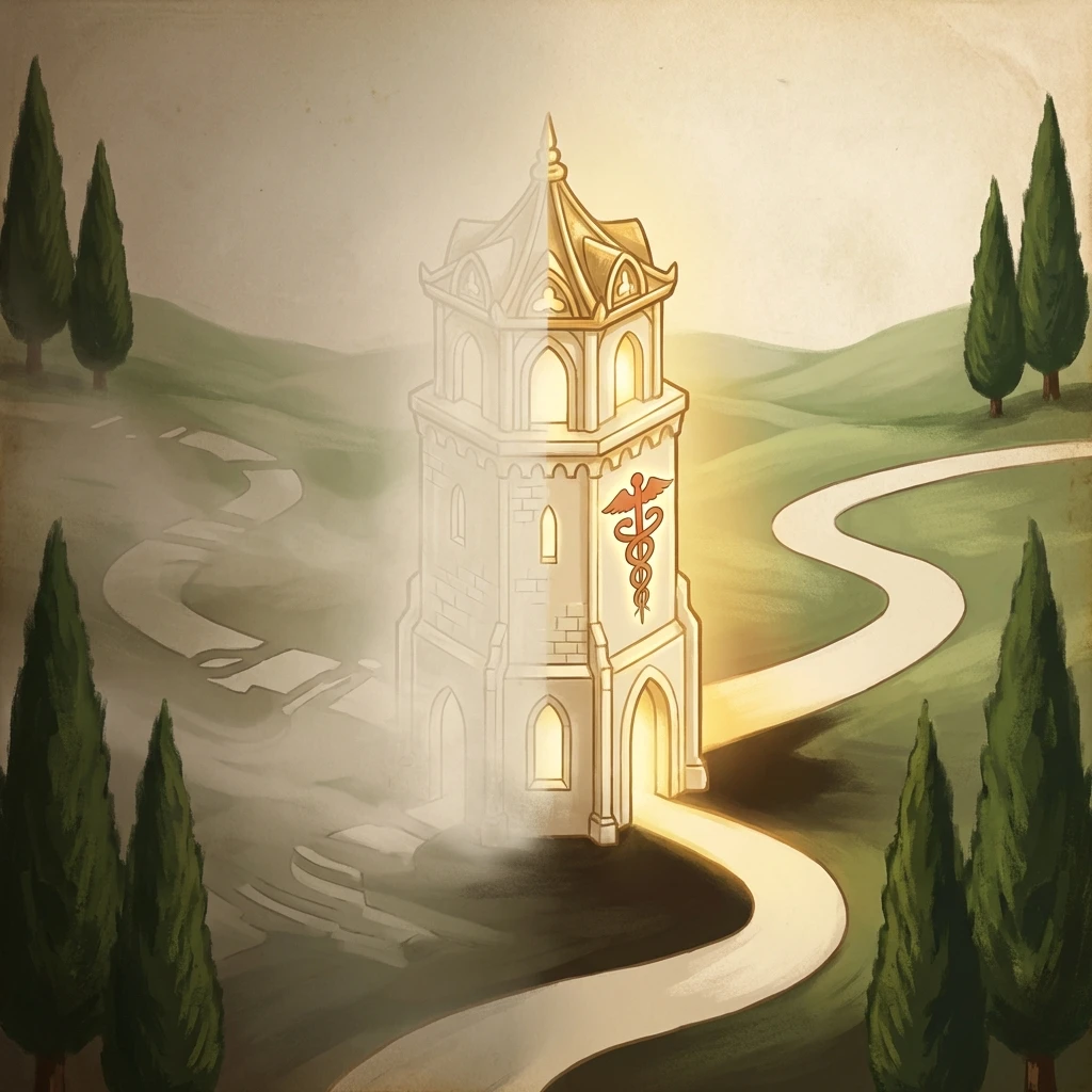 Healthcare AI visibility - modern medical facility with AI interfaces